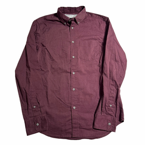 Old Navy Men Small Burgundy Button Down Collared Semi Casual Dress Shirt